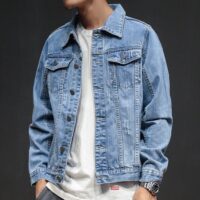 Spring and autumn period and the new men trend in 2021 Joker denim jacket Fashionable jean jacket lapel pure color