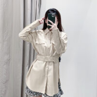 Faux leather jacket with belt