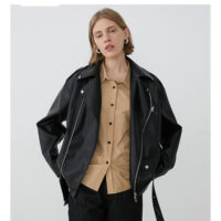 Spring New Casual Loose Leather Jacket Locomotive Oversize Windbreaker Jacket Women