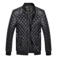 Faux Leather Stitched Motorcycle Jacket