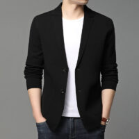 Hair Spring And Autumn Men'S T-Shirt Coat Korean Version Blazer Solid Color Cardigan Handsome Men'S Sweater
