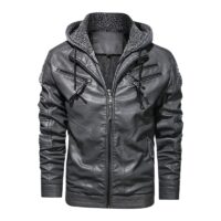 Men Leather Jacket Motor And Biker Hooded Men Leather Jackets