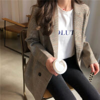 Collar Plaid Women Blazer