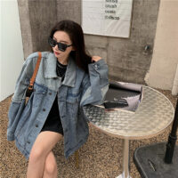 Women's Color Matching Long-sleeved Denim Jacket