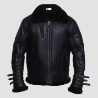 Men Affliction Black Shearling Jacket