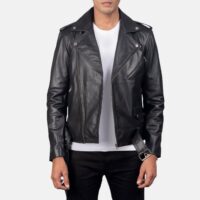 Men Allaric Alley Black Leather Biker Jacket