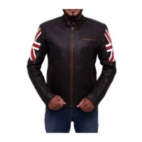 United Kingdom Flag Cafe Racer Leather Jacket