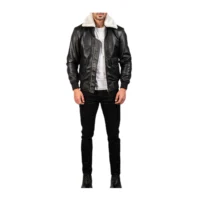 Airin G-1 Black & White Leather Bomber Jacket